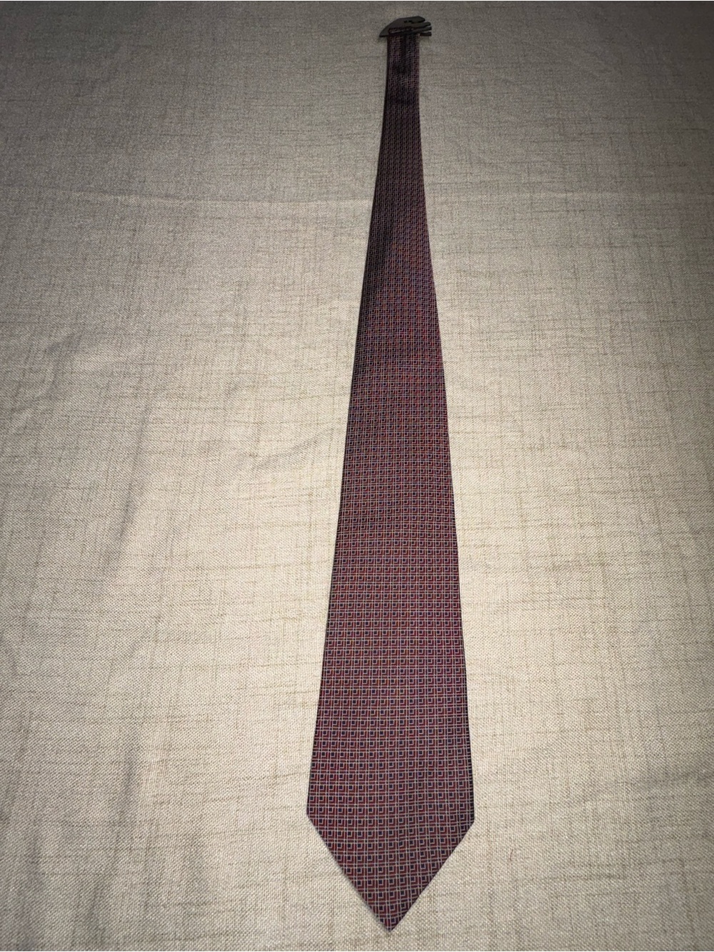 Polo University by Ralph Lauren Burgundy and Navy Geometric Silk Tie
